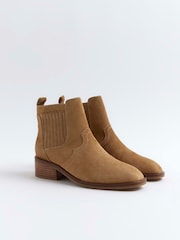 River Island Brown Low Block Heel Suede Boots - Image 2 of 4