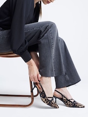 River Island Brown Leopard Print Strappy Sling Court Shoes - Image 4 of 4