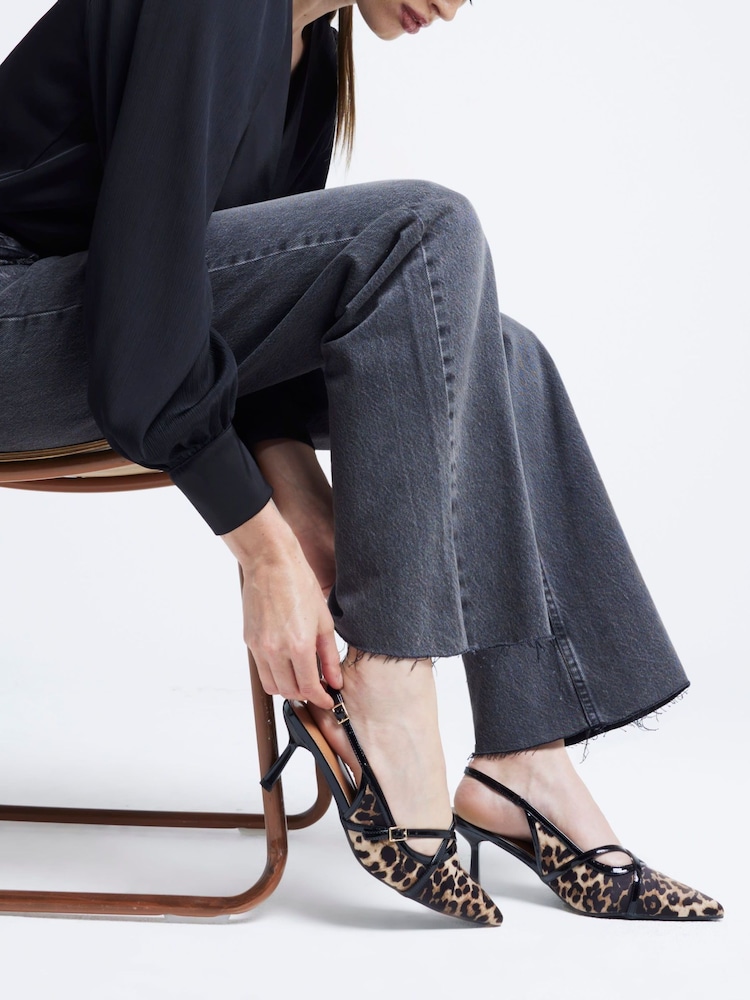 River Island Brown Leopard Print Strappy Sling Court Shoes - Image 4 of 4