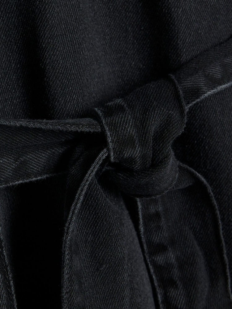 River Island Black Mini Belted Denim 100% Cotton Shirt Dress - Image 4 of 4 River Island Black Mini Belted Denim 100% Cotton Shirt Dress - Image 4 of 4