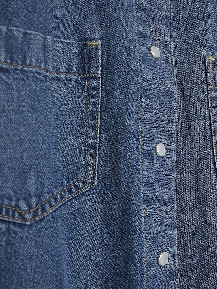 River Island Blue Mini Belted Denim 100% Cotton Shirt Dress - Image 6 of 6