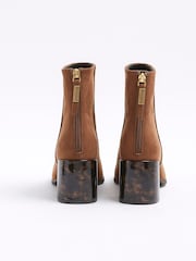River Island Brown Feature Block Heel Ankle Boots - Image 3 of 4