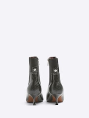 River Island Black Croc Effect Kitten Heel Ankle Boots - Image 3 of 4