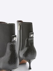 River Island Black Croc Effect Kitten Heel Ankle Boots - Image 4 of 4