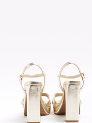 River Island Gold Strap Vamp Platform Sandals - Image 2 of 4