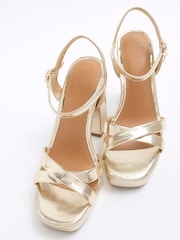 River Island Gold Strap Vamp Platform Sandals - Image 3 of 4