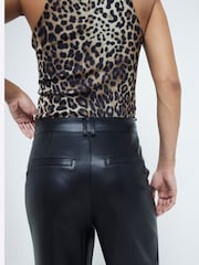 River Island Black Faux Leather Cropped Trousers - Image 3 of 4