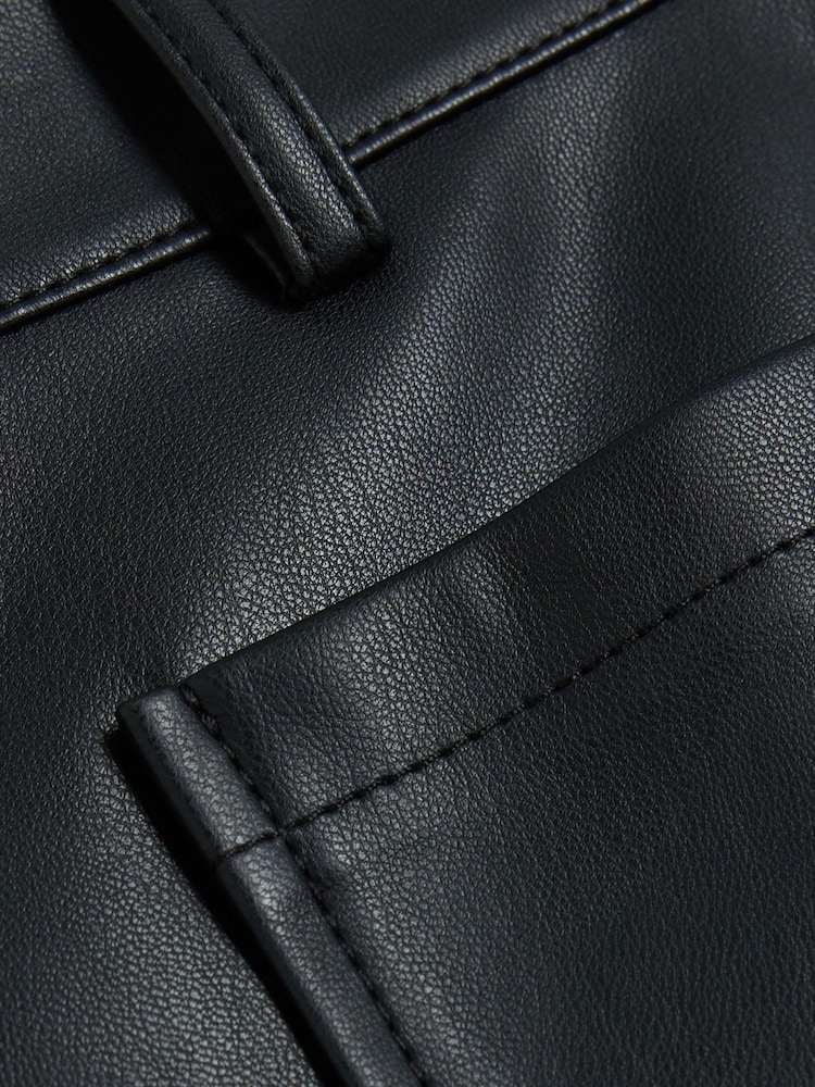 River Island Black Faux Leather Cropped Trousers - Image 4 of 4