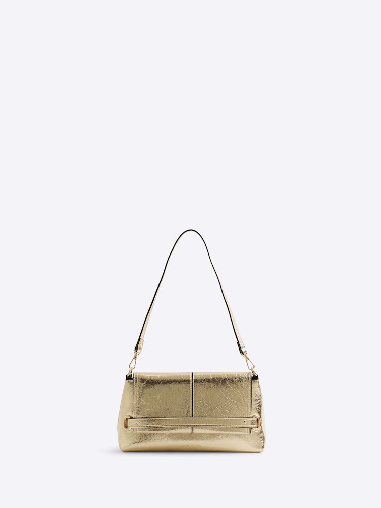 River Island Gold Small Fold Over Clutch - Image 1 of 6