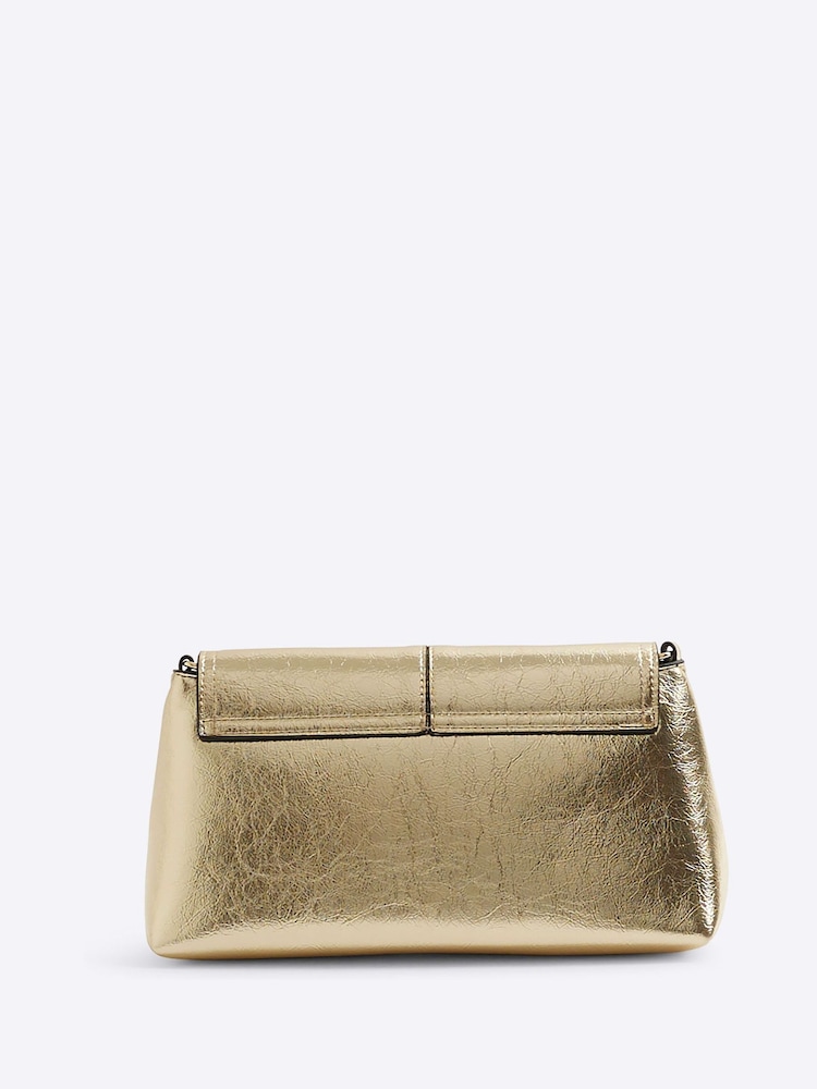 River Island Gold Small Fold Over Clutch - Image 2 of 6
