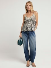 River Island Green Embellished Floral Print 100% Cotton Cami - Image 1 of 4