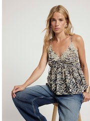 River Island Green Embellished Floral Print 100% Cotton Cami - Image 3 of 4