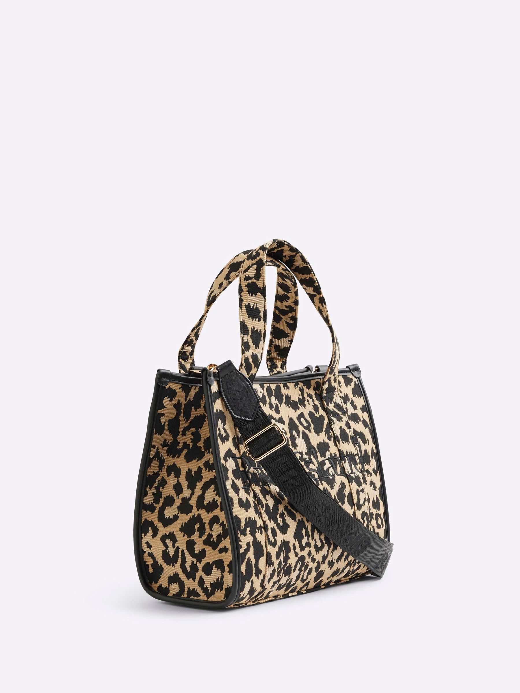 Buy River Island Brown Medium Leopard Jacquard Embossed Tote Bag from Next Ireland