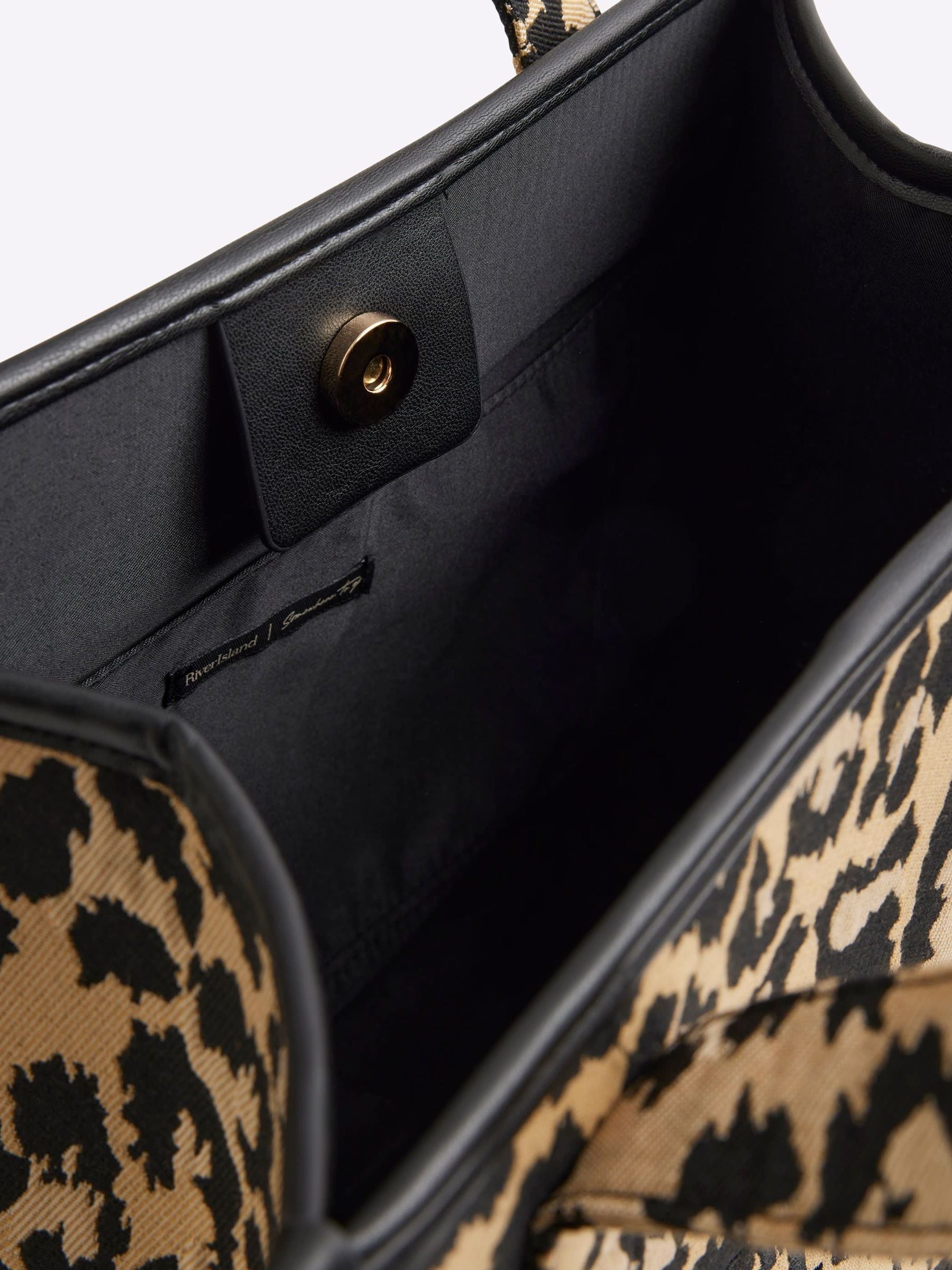 Buy River Island Brown Medium Leopard Jacquard Embossed Tote Bag from Next Ireland