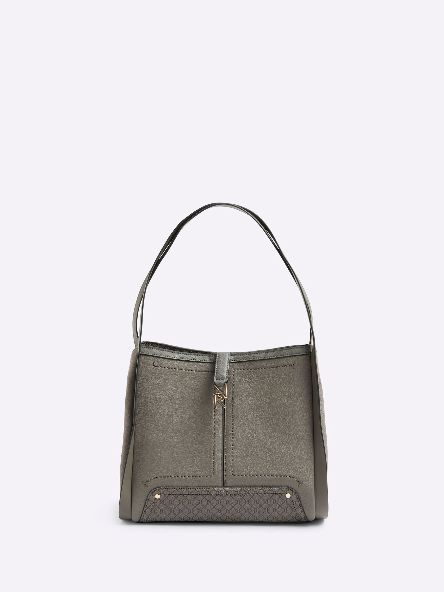 River Island Womens Grey Suedette Embossed Ri Monogram Tote Bag