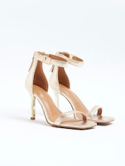 River Island Gold Clasp Back Heeled Sandals - Image 2 of 4