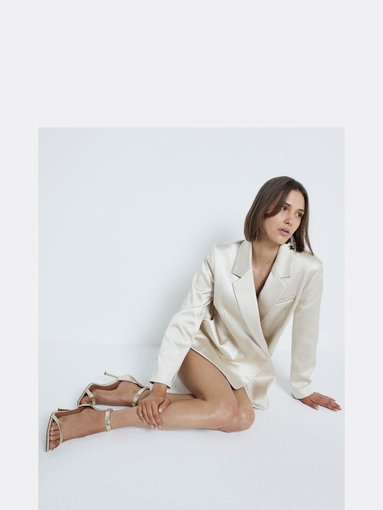 River Island Gold Clasp Back Heeled Sandals - Image 4 of 4