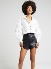 River Island White Eyelet Detail Shirt - Image 1 of 3