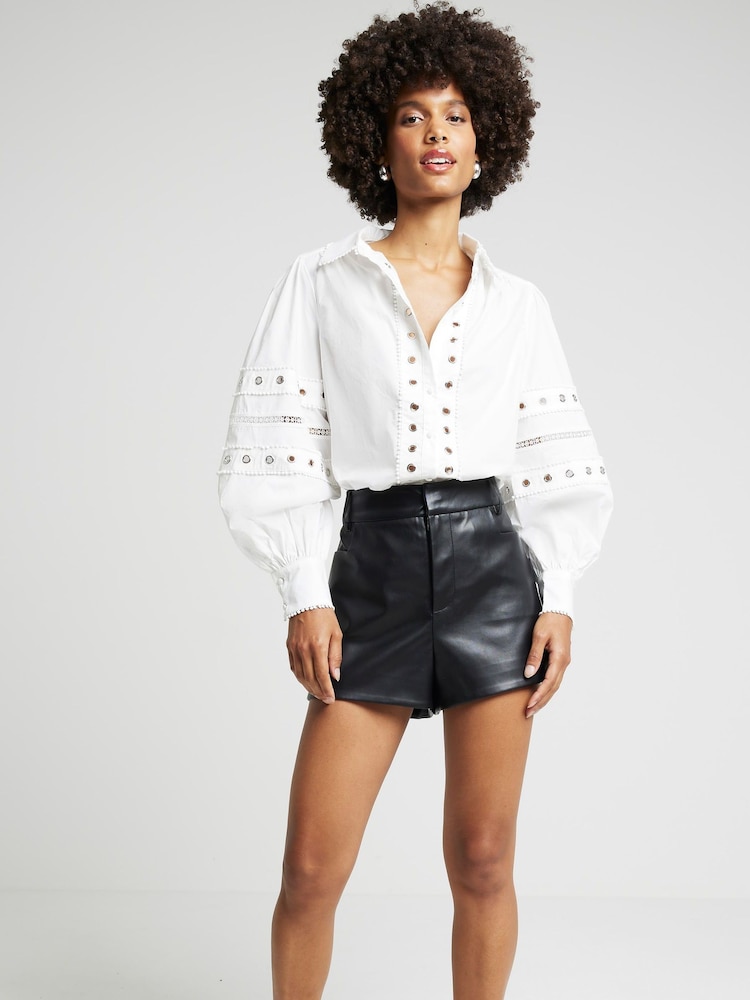 River Island White Eyelet Detail Shirt - Image 1 of 3