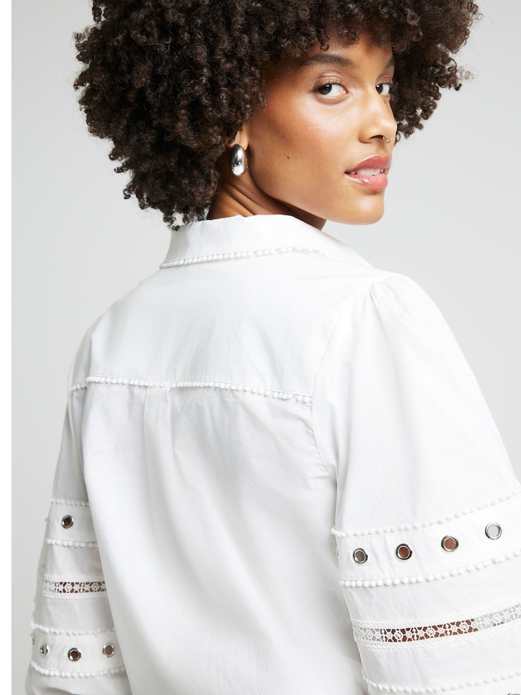 River Island White Eyelet Detail Shirt - Image 3 of 3
