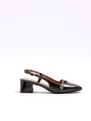 River Island Black Buckle Strap Block Heel Shoes - Image 1 of 4