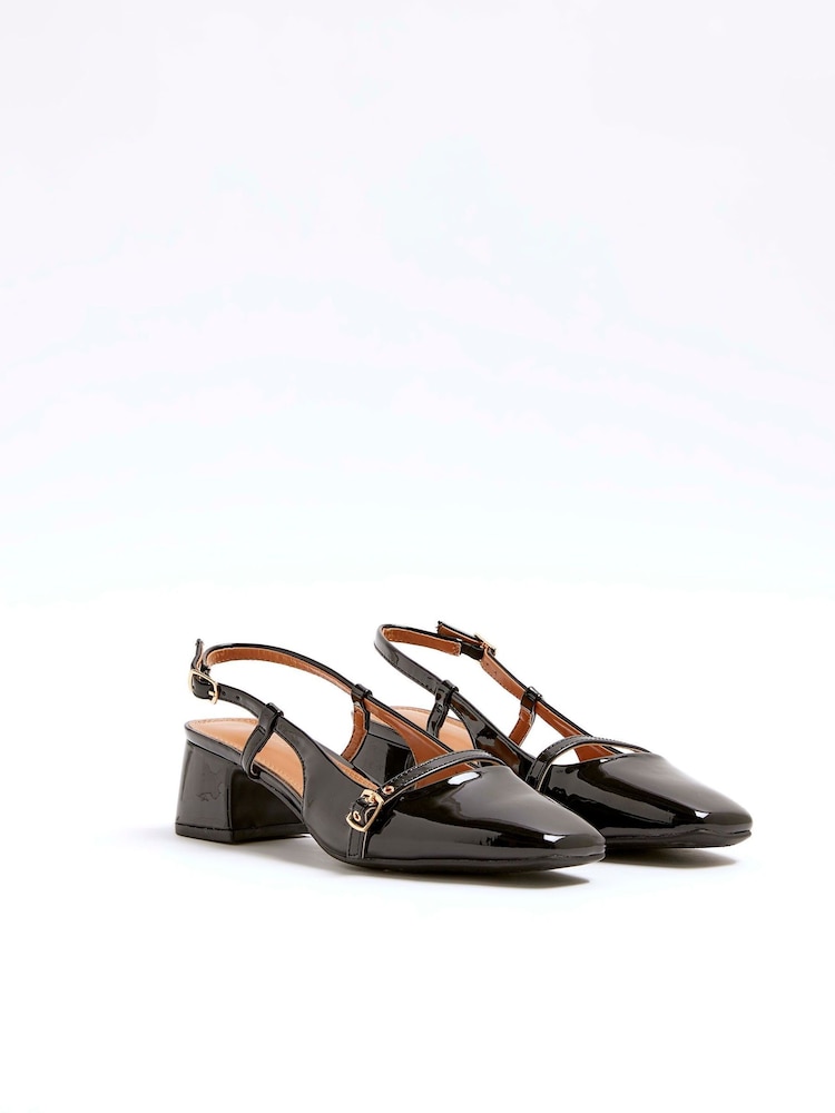 River Island Black Buckle Strap Block Heel Shoes - Image 2 of 4