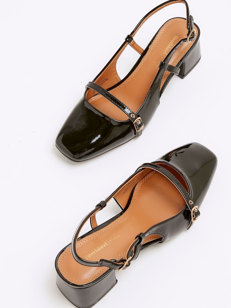 River Island Black Buckle Strap Block Heel Shoes - Image 4 of 4