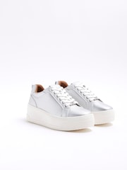 River Island Silver Platform Lace Up Trainers - Image 2 of 4