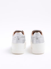 River Island Silver Platform Lace Up Trainers - Image 3 of 4