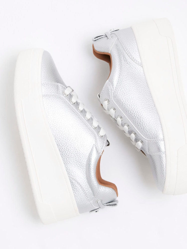 River Island Silver Platform Lace Up Trainers - Image 4 of 4