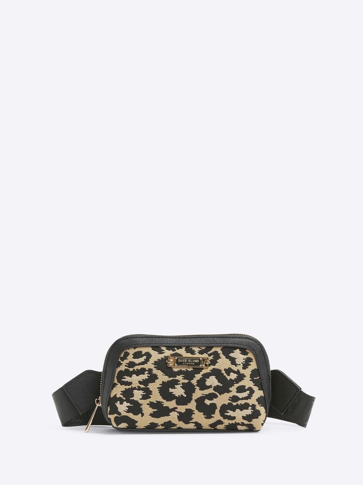 River Island Brown Small Leopard Jacquard Crossbody Bag - Image 2 of 6