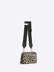 River Island Brown Small Leopard Jacquard Crossbody Bag - Image 4 of 6