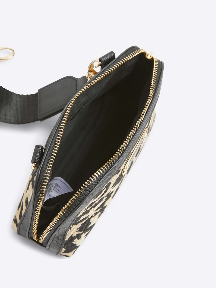 River Island Brown Small Leopard Jacquard Crossbody Bag - Image 6 of 6