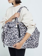 River Island Brown Leopard Quilted Holdall - Image 1 of 6