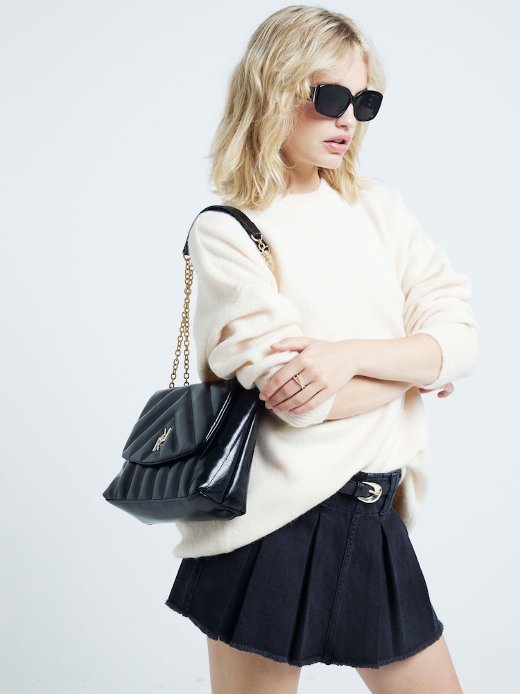 River Island Black Soft Quilted Shoulder Bag - Image 1 of 5