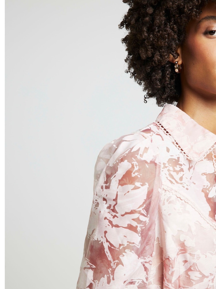 river island pink shirt dress River Island stripe belted shirt dress in pink