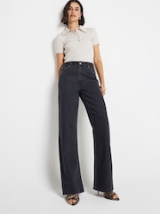 River Island Black High Waisted Relaxed Straight 100% Cotton Jeans - Image 1 of 5