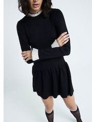 River Island Black Frill Mini Knitted Dress - Image 2 of 4
