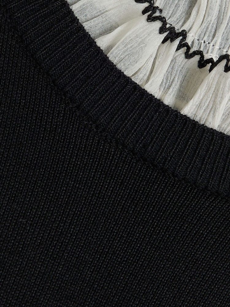 River Island Black Frill Mini Knitted Dress - Image 4 of 4