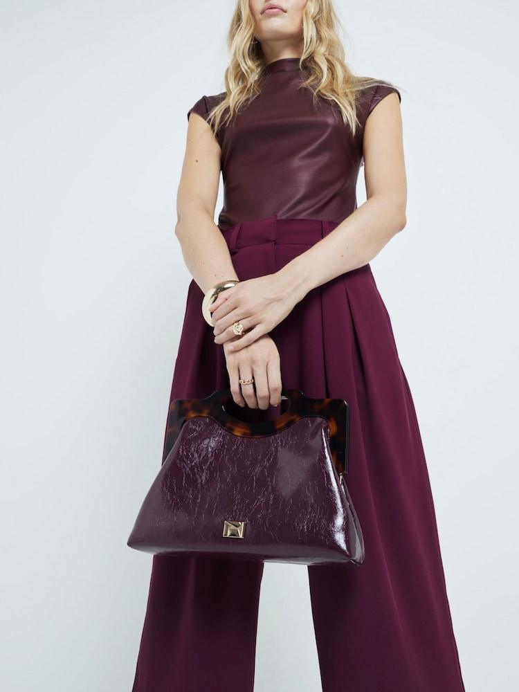 River Island Burgundy Red Torte Frame Handle Clutch - Image 1 of 5