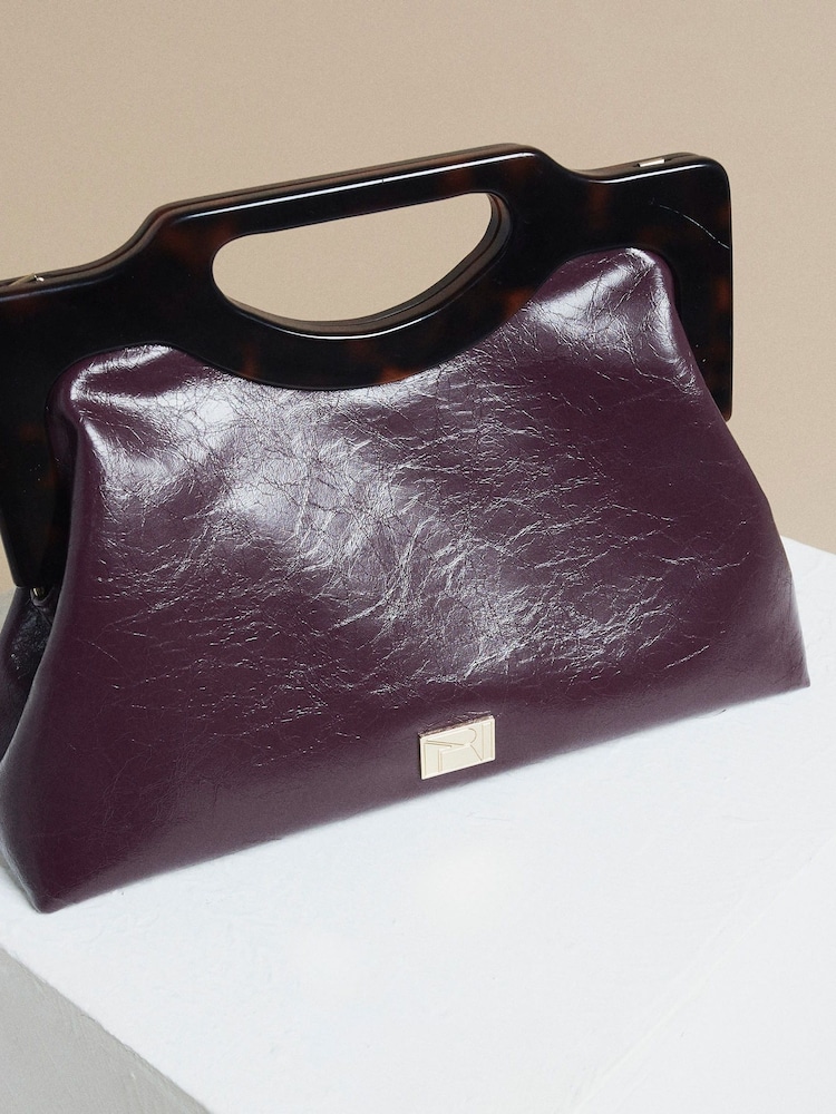 River Island Burgundy Red Torte Frame Handle Clutch - Image 2 of 5