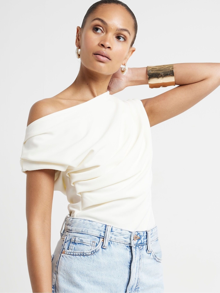 River Island Cream Off Shoulder Drape Top - Image 1 of 4
