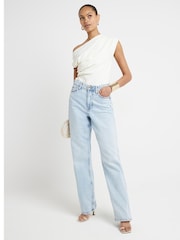 River Island Cream Off Shoulder Drape Top - Image 2 of 4
