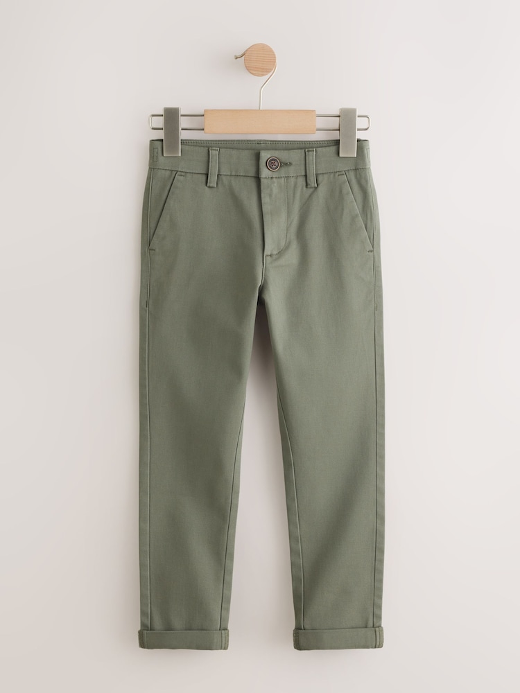 Olive Green Skinny Fit Stretch Chino Trousers (3-17yrs) - Image 1 of 5