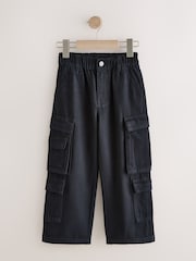 Black Twill Woven Cotton Cargo Trousers (3-16yrs) - Image 6 of 9