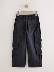 Black Twill Woven Cotton Cargo Trousers (3-16yrs) - Image 7 of 9