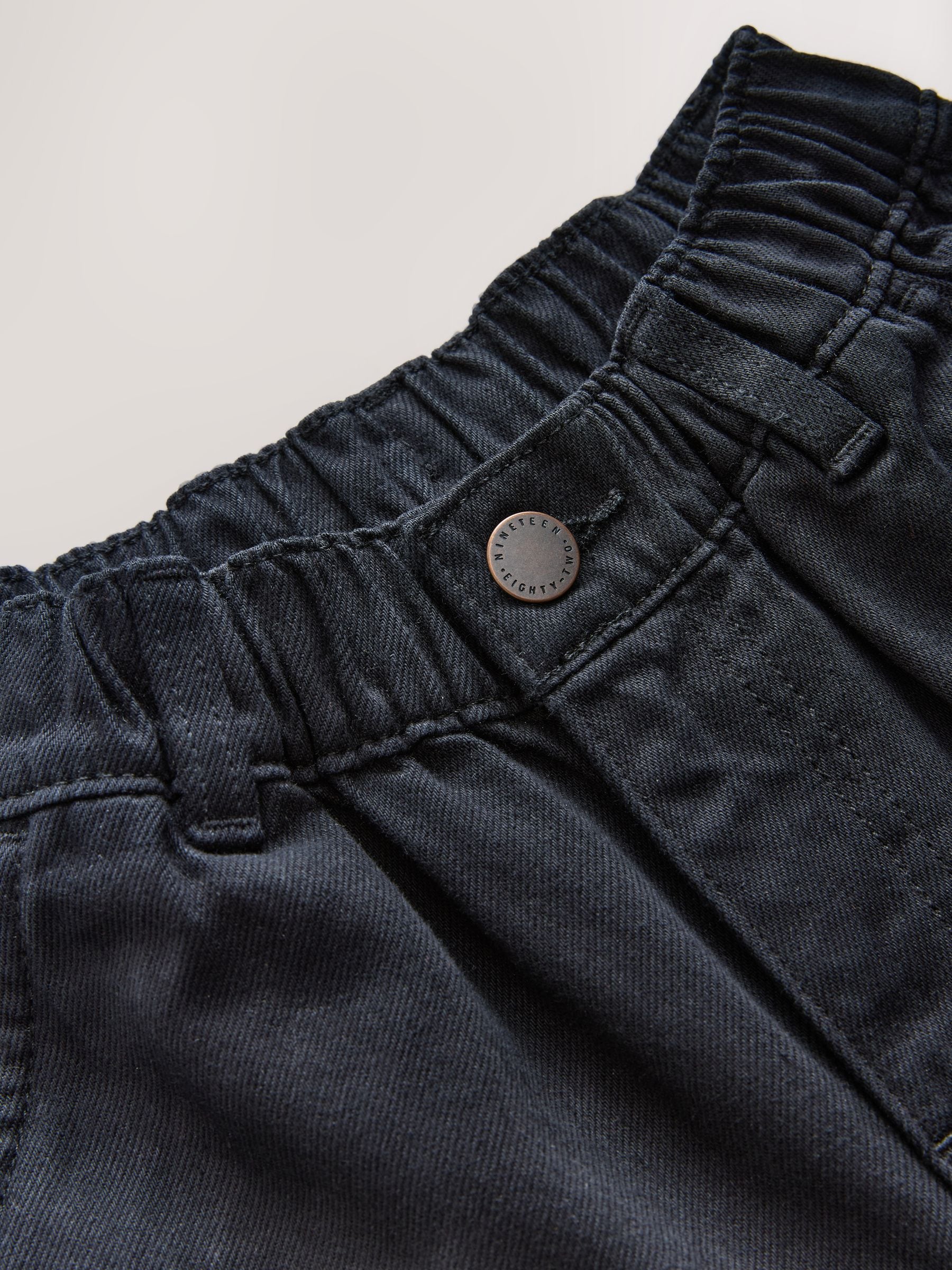 black woven twill tie detail velcro waist cargos