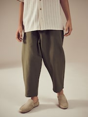 Khaki Green Textured Woven Pull On 100% Cotton Trousers (3-16yrs) - Image 1 of 9
