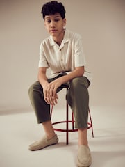 Khaki Green Textured Woven Pull On 100% Cotton Trousers (3-16yrs) - Image 4 of 9