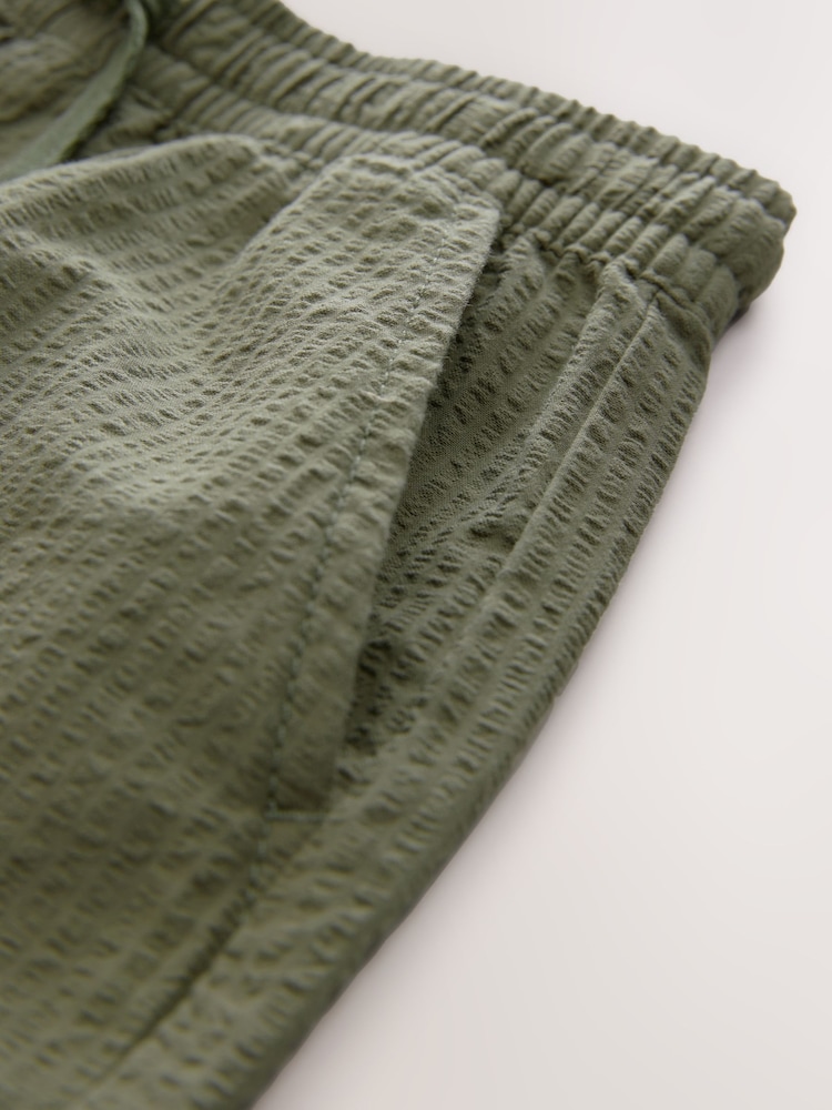 Khaki Green Textured Woven Pull On 100% Cotton Trousers (3-16yrs) - Image 9 of 9